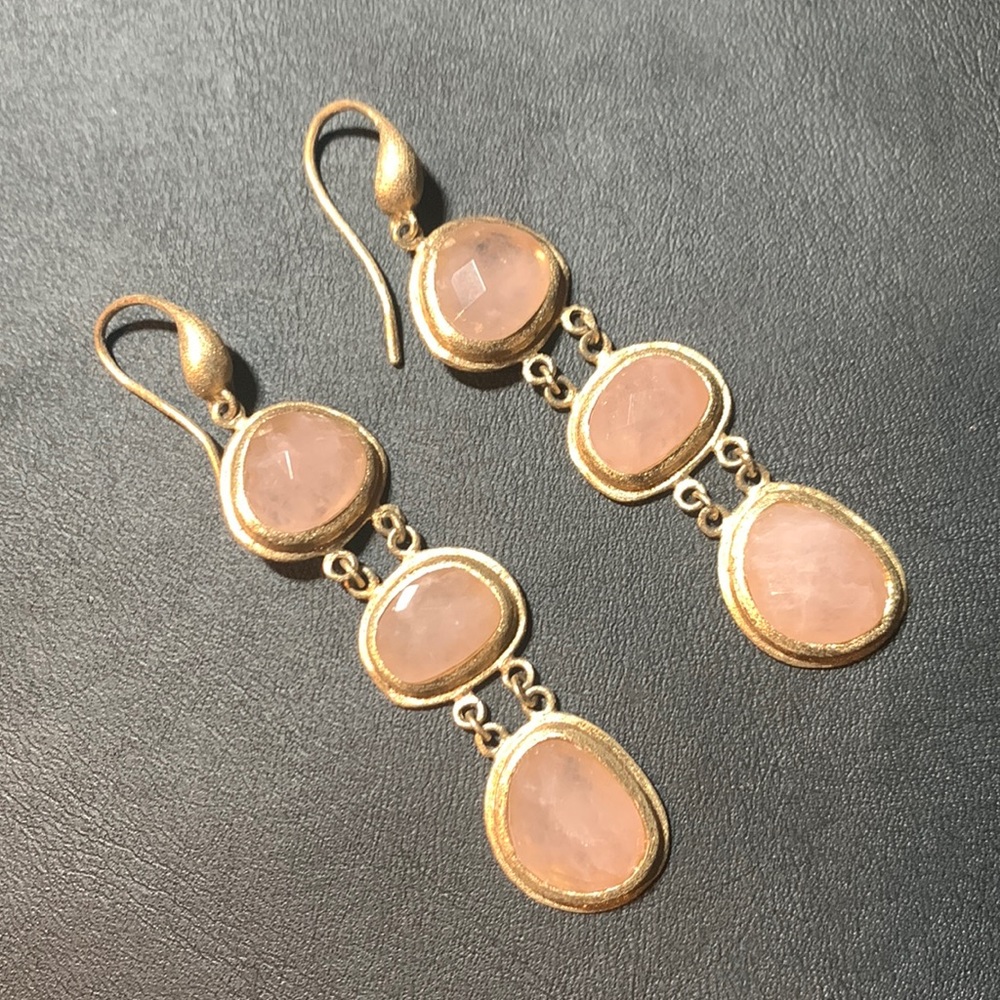 Pink Stone Drop Earrings